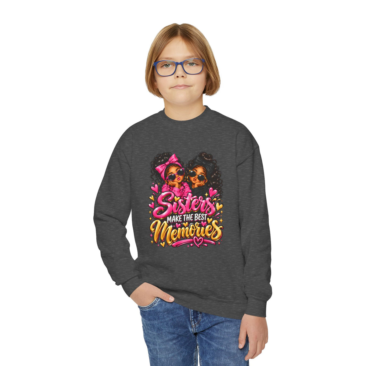 Sisters Make the Best Memories Youth Crewneck Sweatshirt