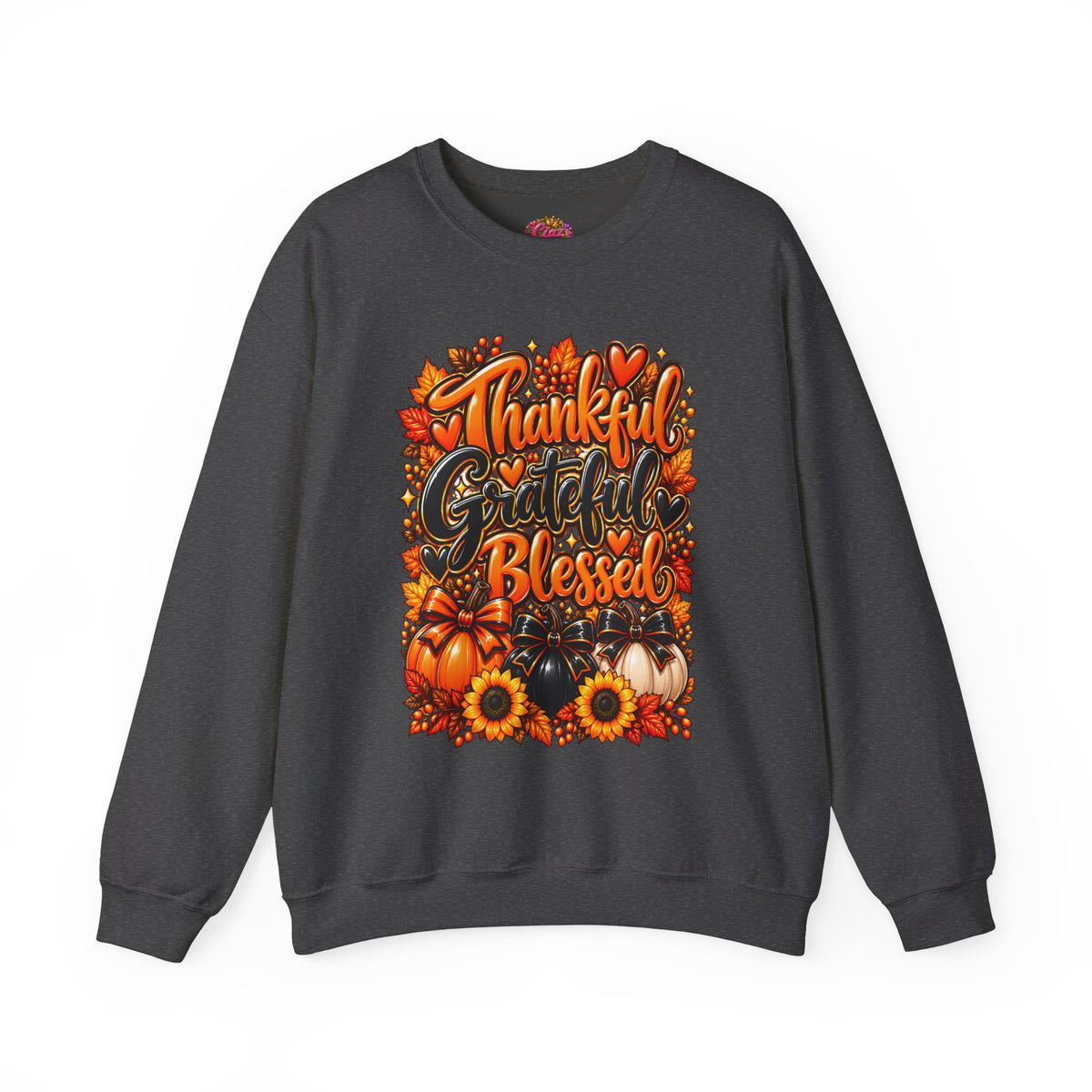 Thankful Grateful Blessed Fall Sweatshirt — Thanksgiving Pumpkin Cozy Crewneck