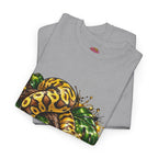 Ball Python Illustration T‑Shirt — Yellow Jungle Snake Graphic Tee