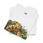Ball Python Illustration T‑Shirt — Yellow Jungle Snake Graphic Tee