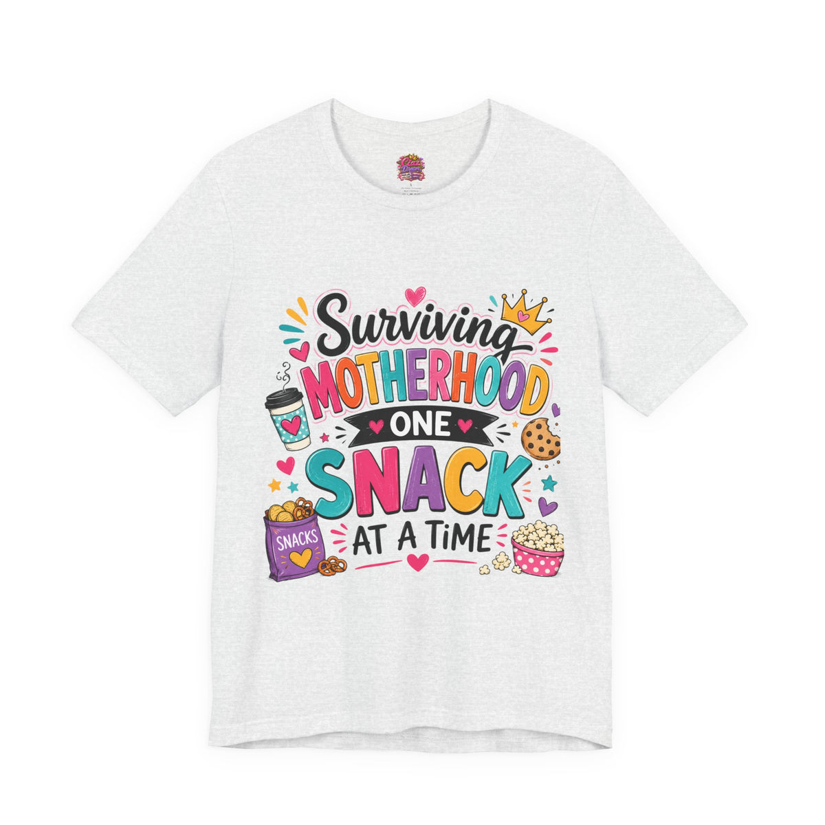 Motherhood Snack T‑Shirt — "Surviving Motherhood One Snack at a Time" Mom Tee