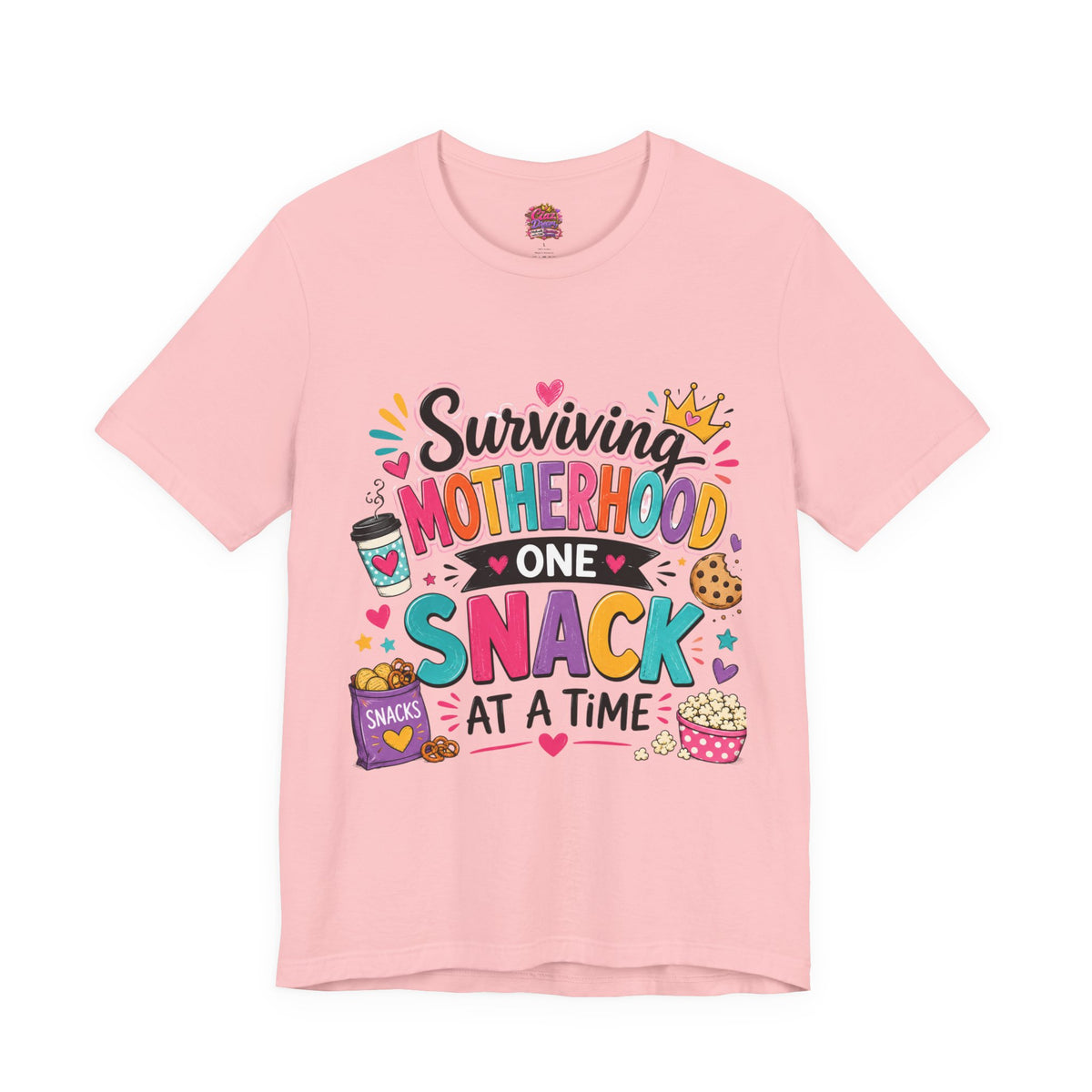 Motherhood Snack T‑Shirt — "Surviving Motherhood One Snack at a Time" Mom Tee
