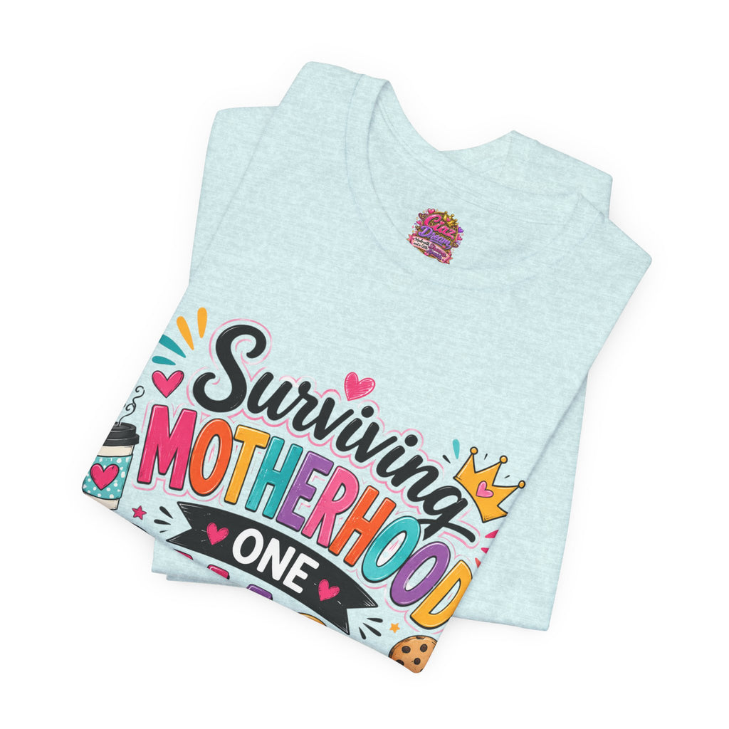 Motherhood Snack T‑Shirt — "Surviving Motherhood One Snack at a Time" Mom Tee