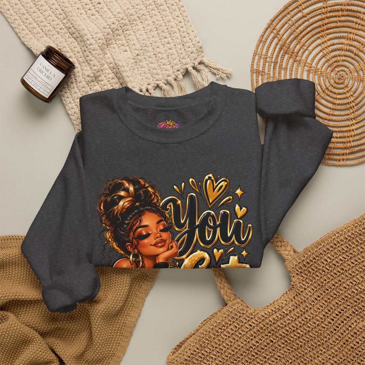 Crewneck Sweatshirt — “You Got This” Inspirational Afro Woman Graphic