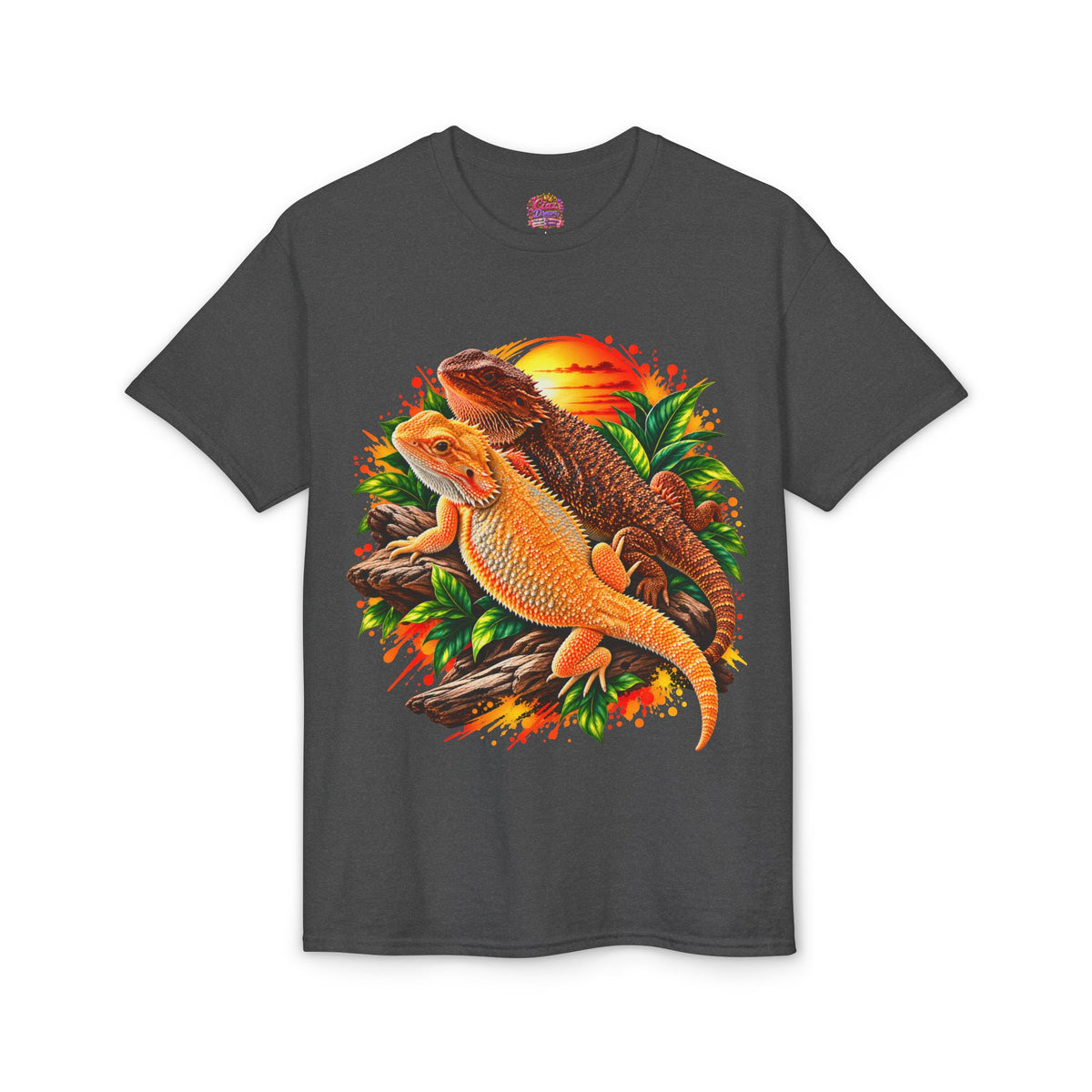 Bearded Dragon Sunset T-Shirt — Colorful Reptile Lover Tee