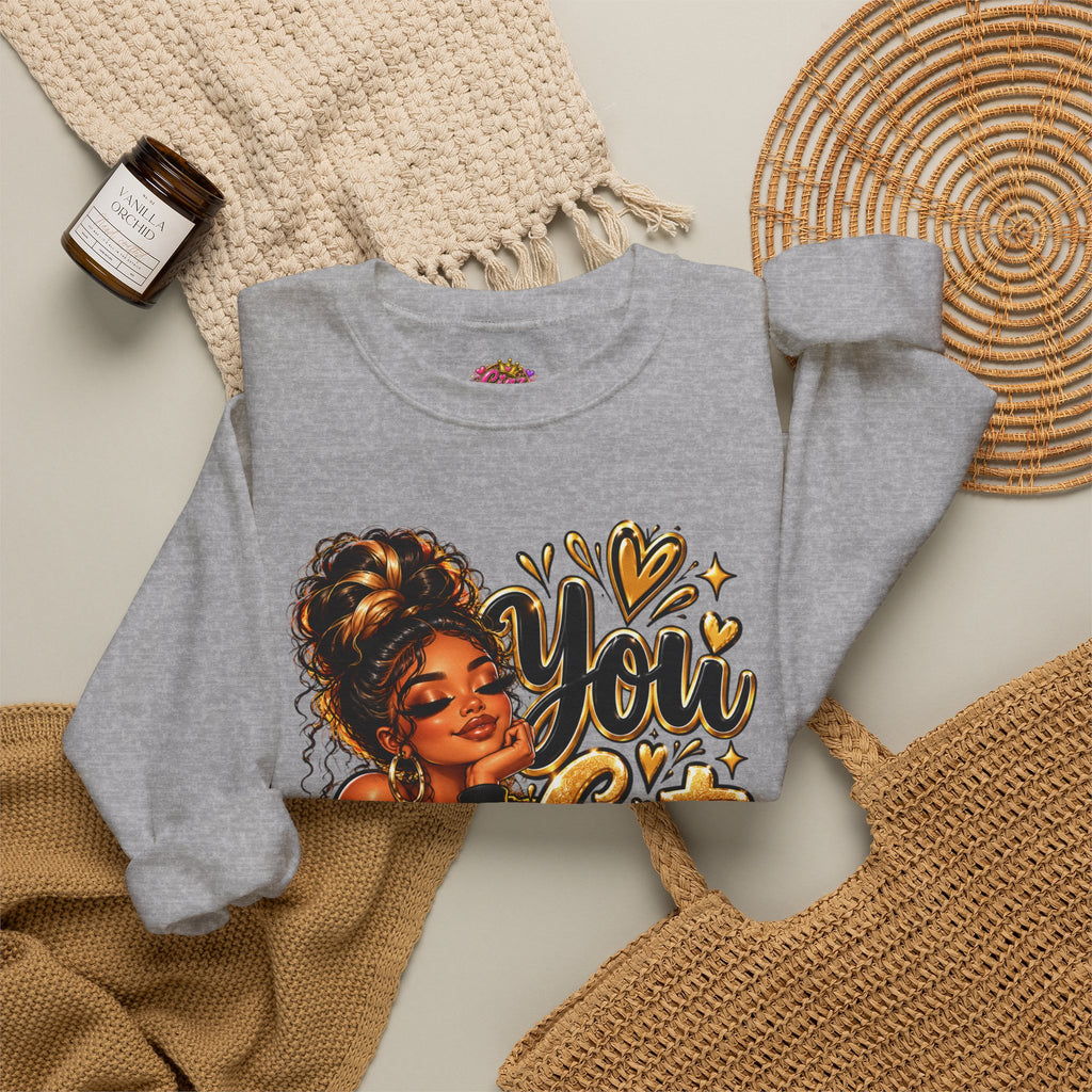 Crewneck Sweatshirt — “You Got This” Inspirational Afro Woman Graphic