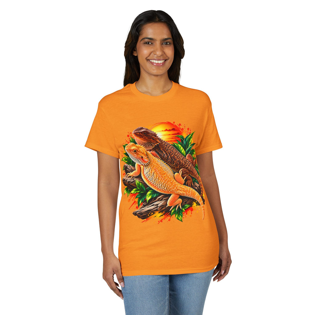Bearded Dragon Sunset T-Shirt — Colorful Reptile Lover Tee