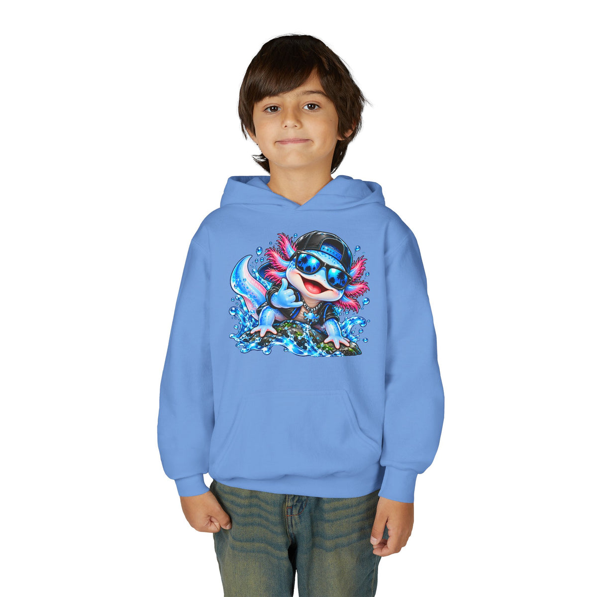 Axolotl Surf Hoodie — Cute Watercolor Axolotl Kids' Pullover