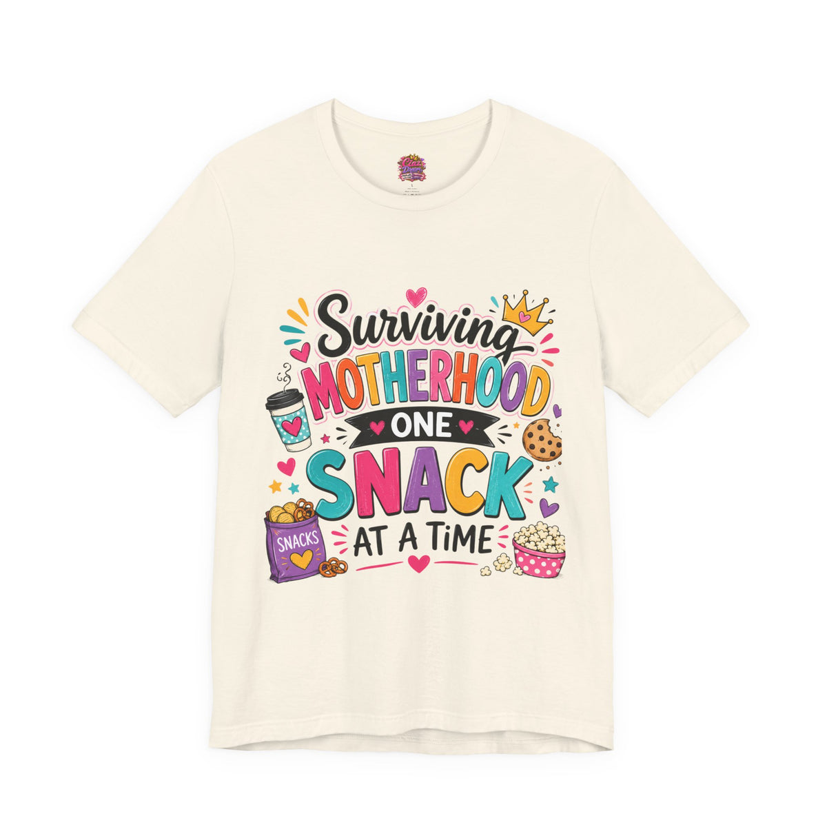 Motherhood Snack T‑Shirt — "Surviving Motherhood One Snack at a Time" Mom Tee