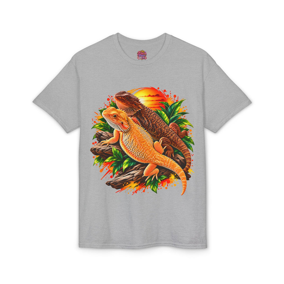 Bearded Dragon Sunset T-Shirt — Colorful Reptile Lover Tee