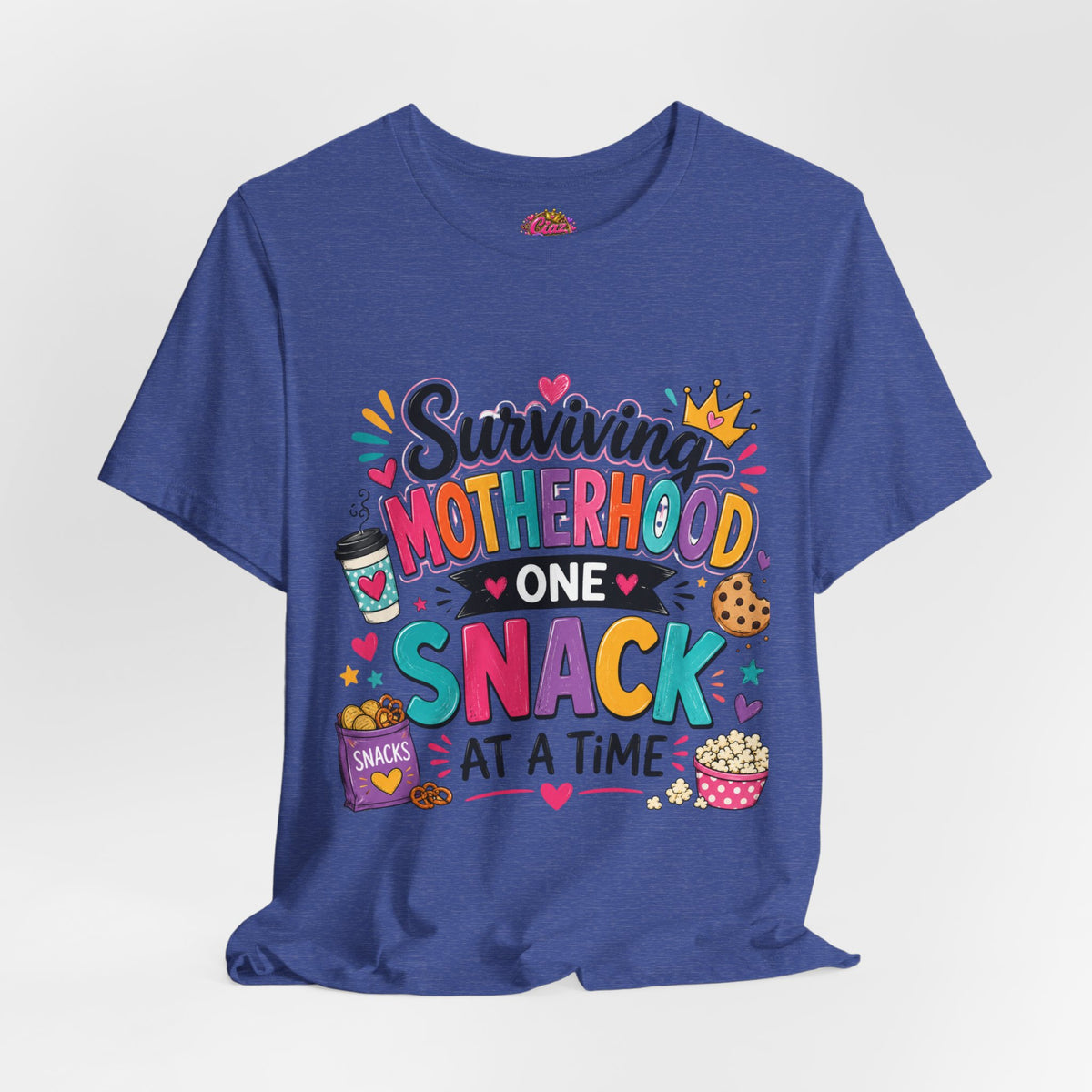 Motherhood Snack T‑Shirt — "Surviving Motherhood One Snack at a Time" Mom Tee