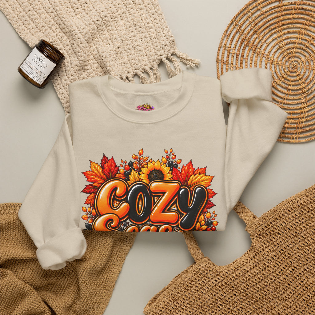Cozy Season Sweatshirt – Autumn Sunflowers & Pumpkin Fall Crewneck