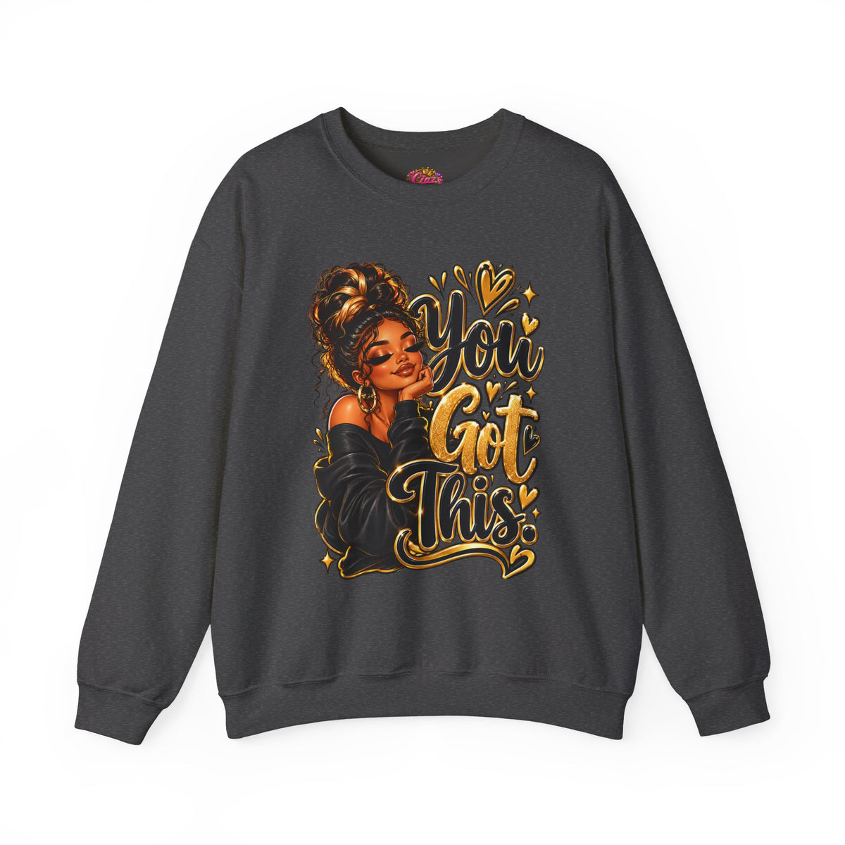 Crewneck Sweatshirt — “You Got This” Inspirational Afro Woman Graphic