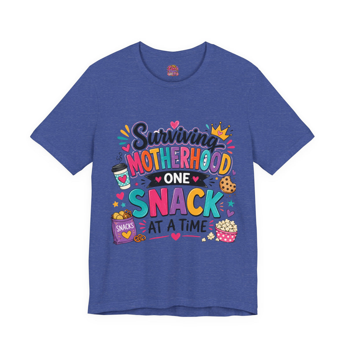 Motherhood Snack T‑Shirt — "Surviving Motherhood One Snack at a Time" Mom Tee