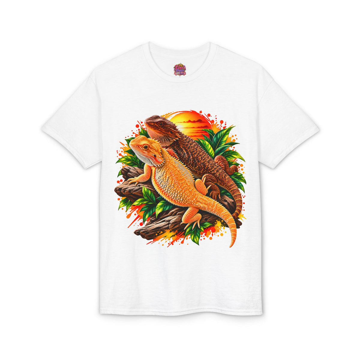 Bearded Dragon Sunset T-Shirt — Colorful Reptile Lover Tee