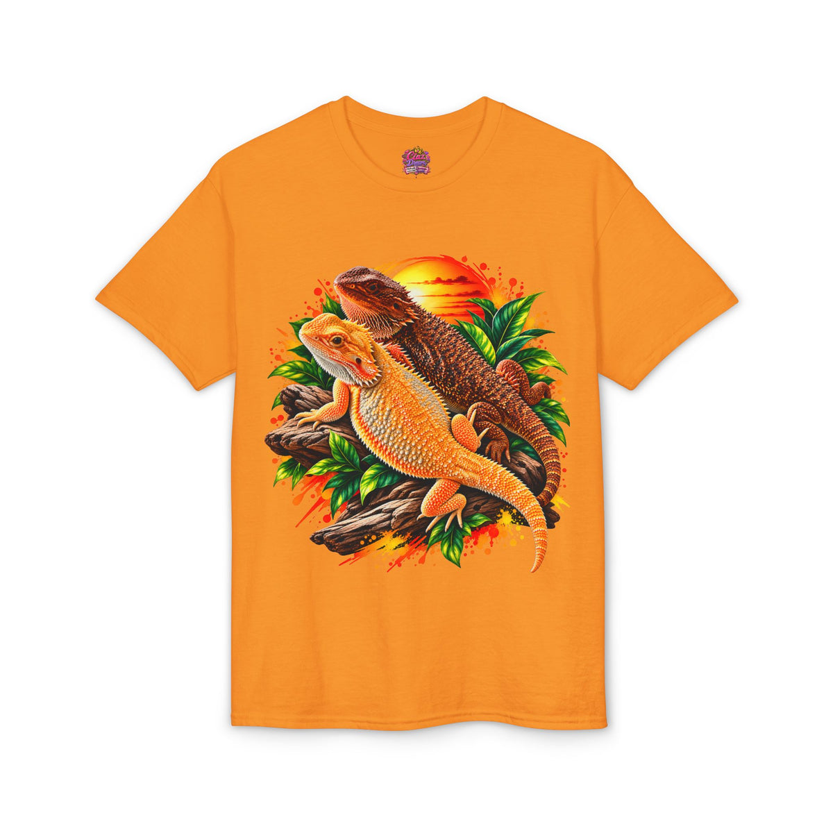 Bearded Dragon Sunset T-Shirt — Colorful Reptile Lover Tee