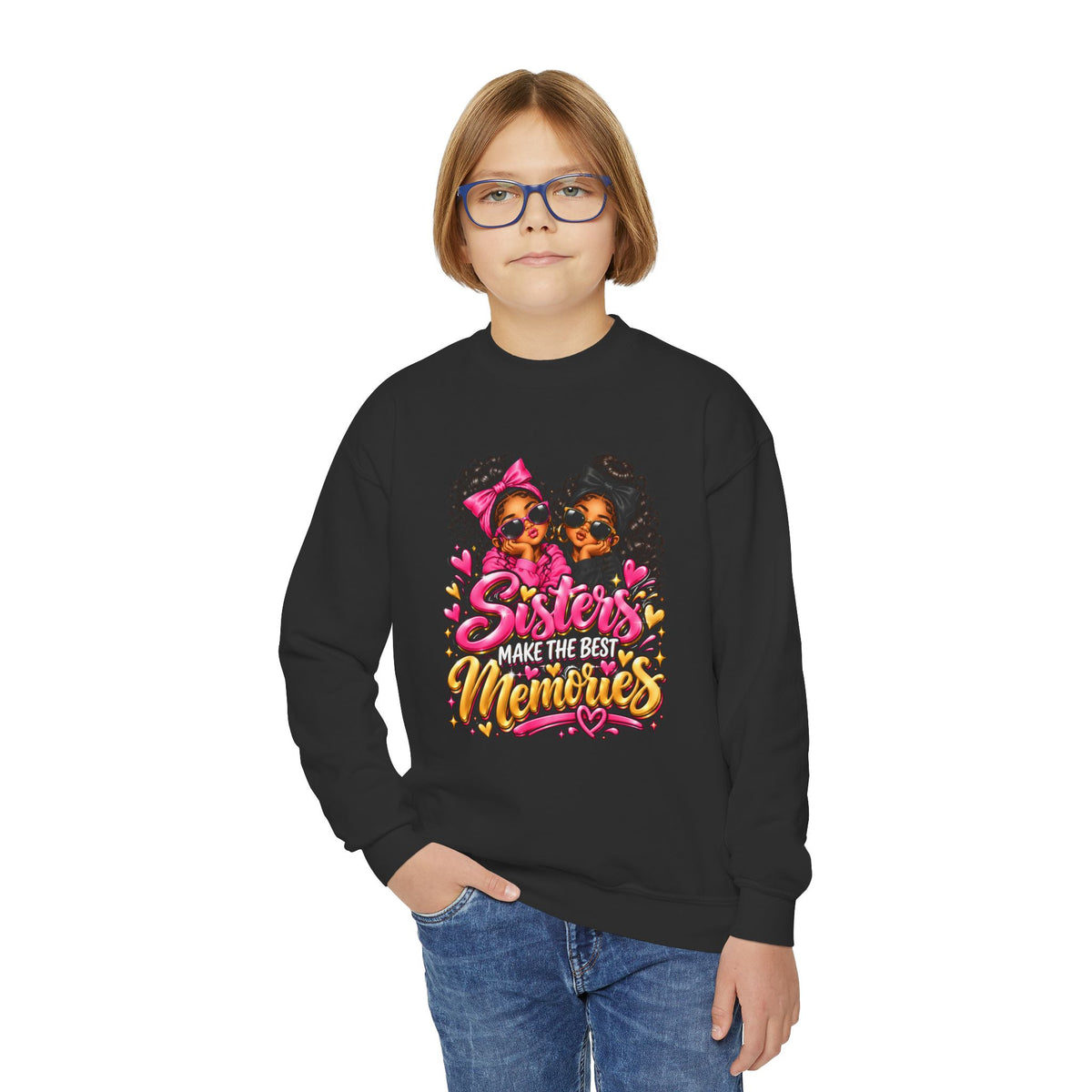 Sisters Make the Best Memories Youth Crewneck Sweatshirt
