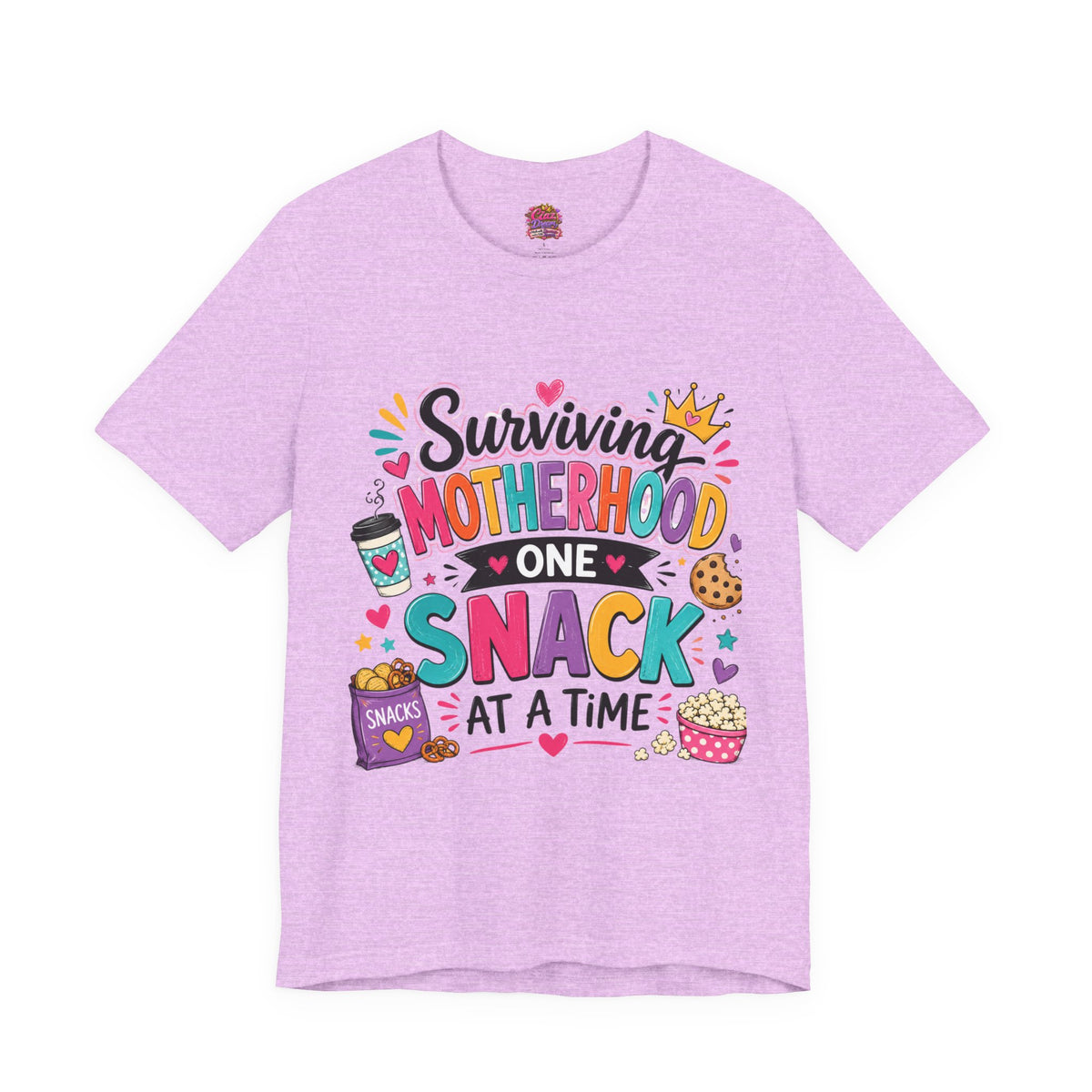 Motherhood Snack T‑Shirt — "Surviving Motherhood One Snack at a Time" Mom Tee