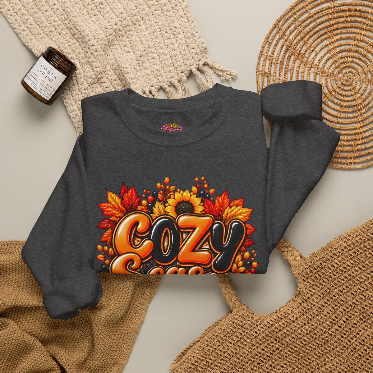 Cozy Season Sweatshirt – Autumn Sunflowers & Pumpkin Fall Crewneck