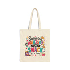 Canvas Tote - "Surviving Motherhood One Snack at a Time" | Funny Mom Gift