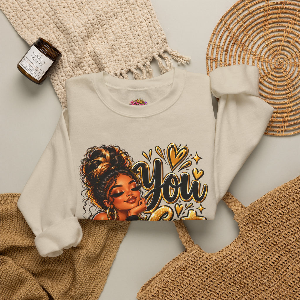 Crewneck Sweatshirt — “You Got This” Inspirational Afro Woman Graphic