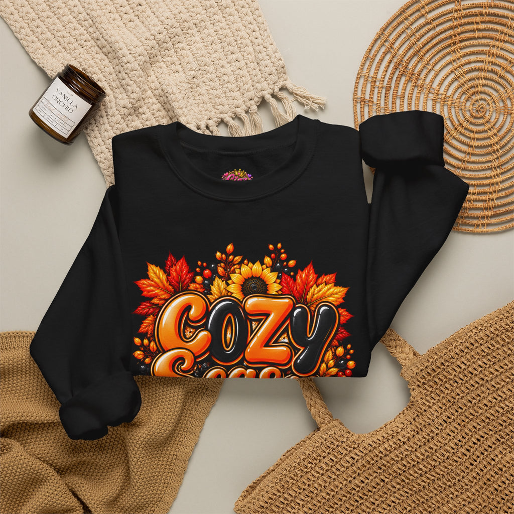 Cozy Season Sweatshirt – Autumn Sunflowers & Pumpkin Fall Crewneck