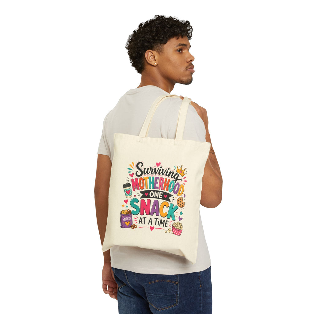 Canvas Tote - "Surviving Motherhood One Snack at a Time" | Funny Mom Gift