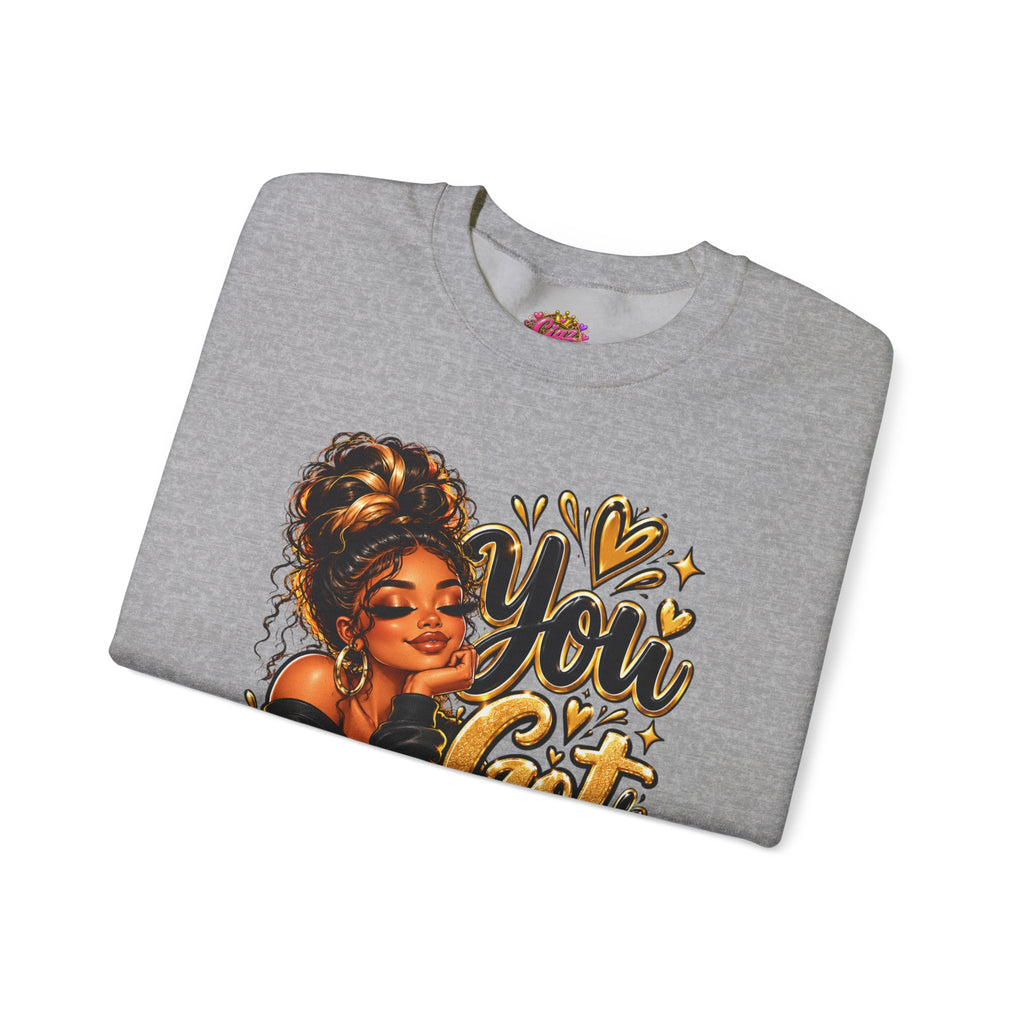 Crewneck Sweatshirt — “You Got This” Inspirational Afro Woman Graphic