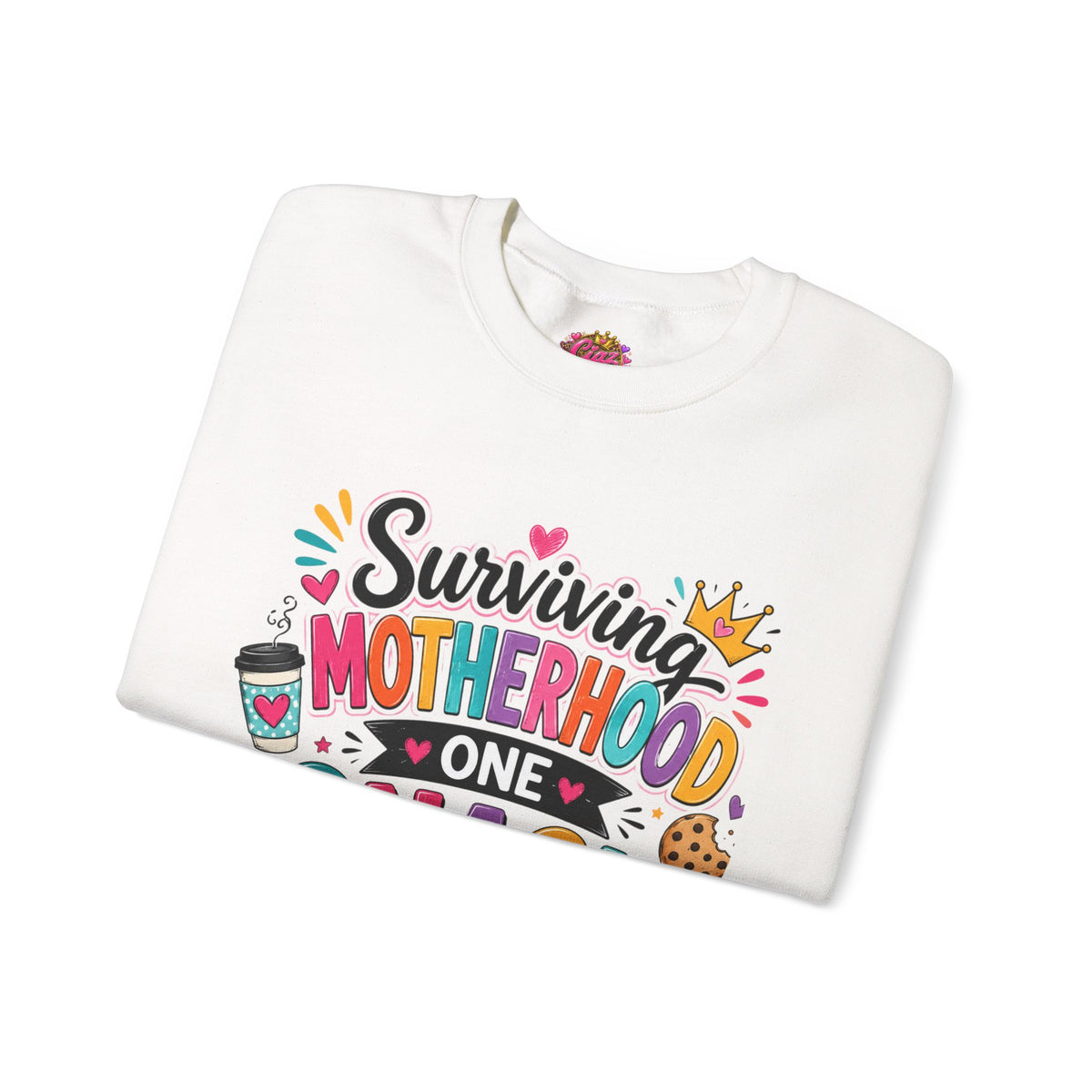 Motherhood Snack Crewneck Sweatshirt — "Surviving Motherhood One Snack at a Time"