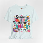 Motherhood Snack T‑Shirt — "Surviving Motherhood One Snack at a Time" Mom Tee