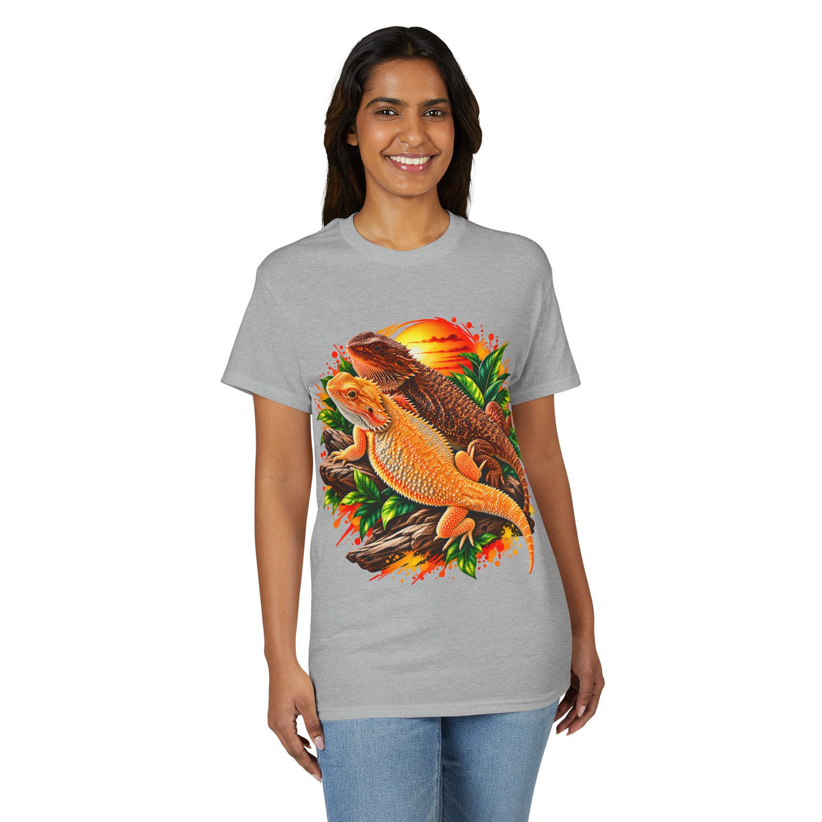 Bearded Dragon Sunset T-Shirt — Colorful Reptile Lover Tee