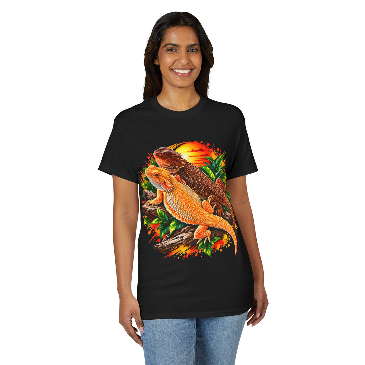 Bearded Dragon Sunset T-Shirt — Colorful Reptile Lover Tee