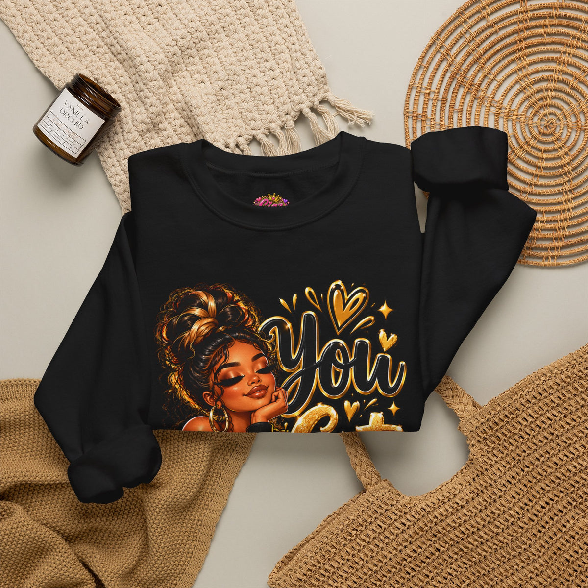Crewneck Sweatshirt — “You Got This” Inspirational Afro Woman Graphic