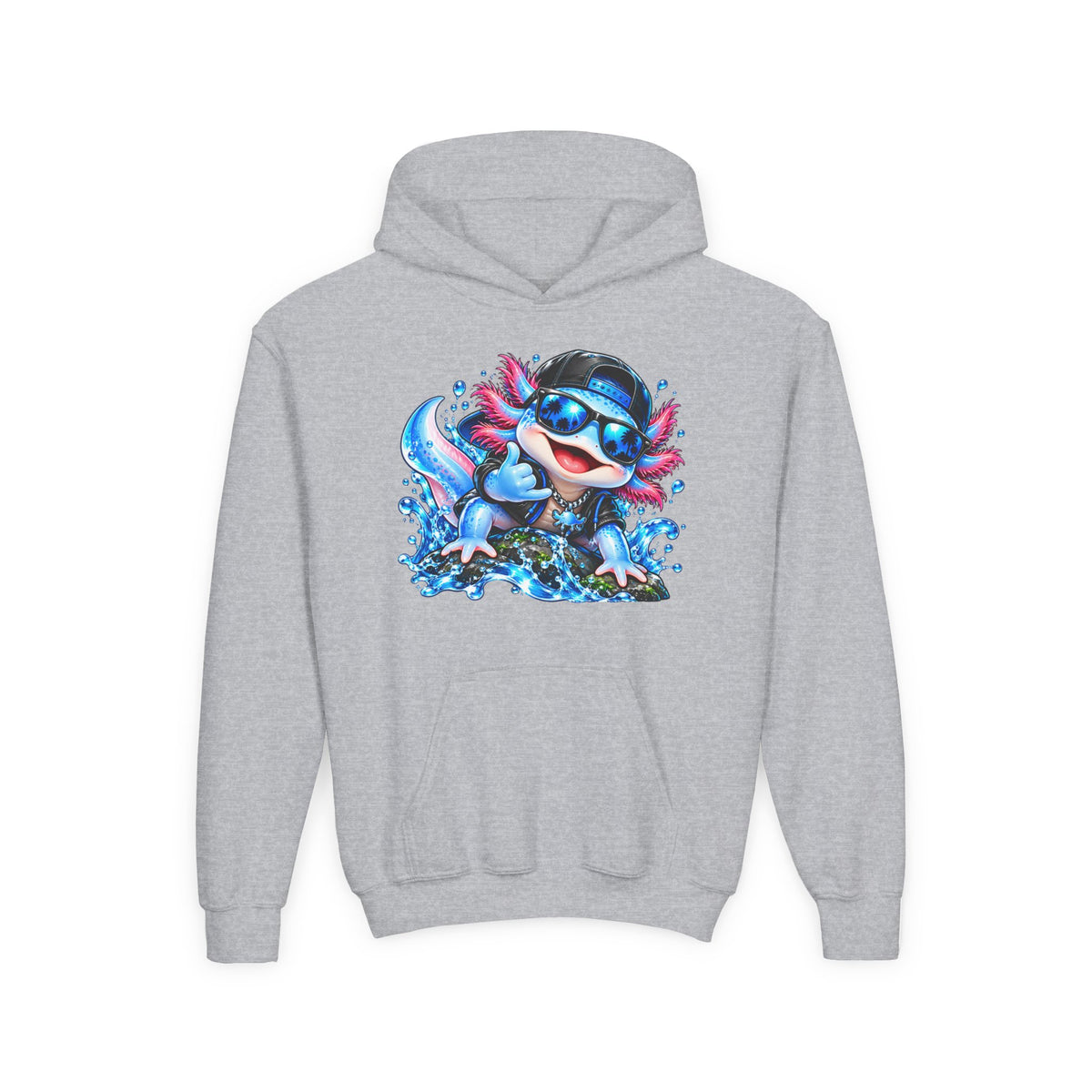 Axolotl Surf Hoodie — Cute Watercolor Axolotl Kids' Pullover