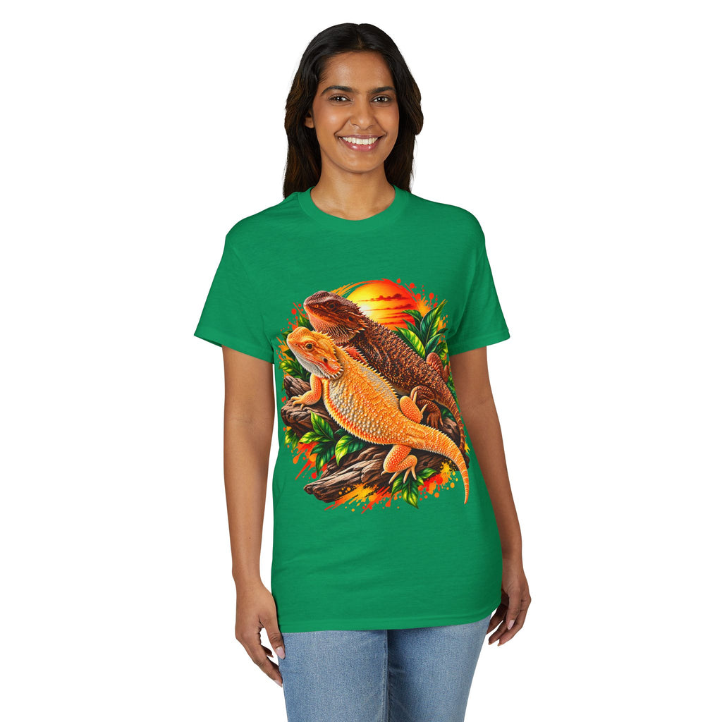 Bearded Dragon Sunset T-Shirt — Colorful Reptile Lover Tee