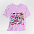 Motherhood Snack T‑Shirt — "Surviving Motherhood One Snack at a Time" Mom Tee