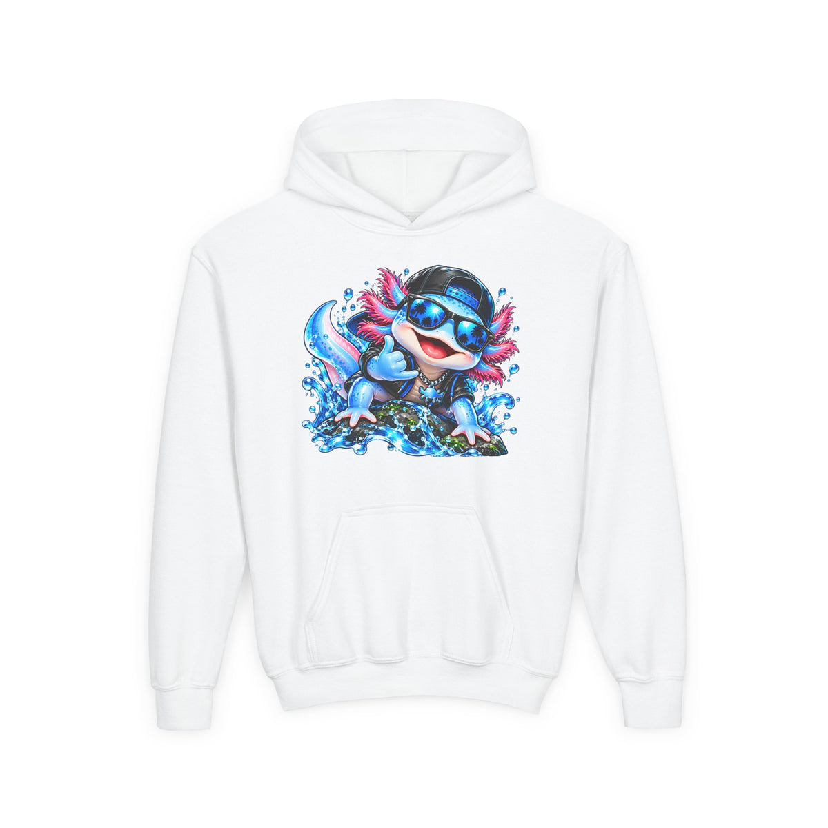 Axolotl Surf Hoodie — Cute Watercolor Axolotl Kids' Pullover