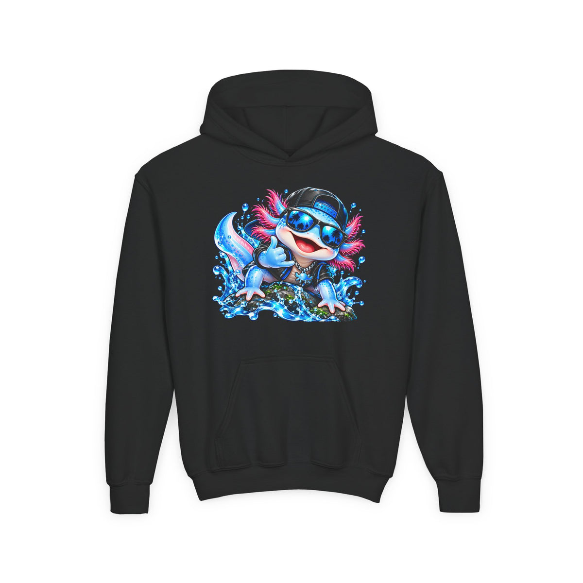 Axolotl Surf Hoodie — Cute Watercolor Axolotl Kids' Pullover
