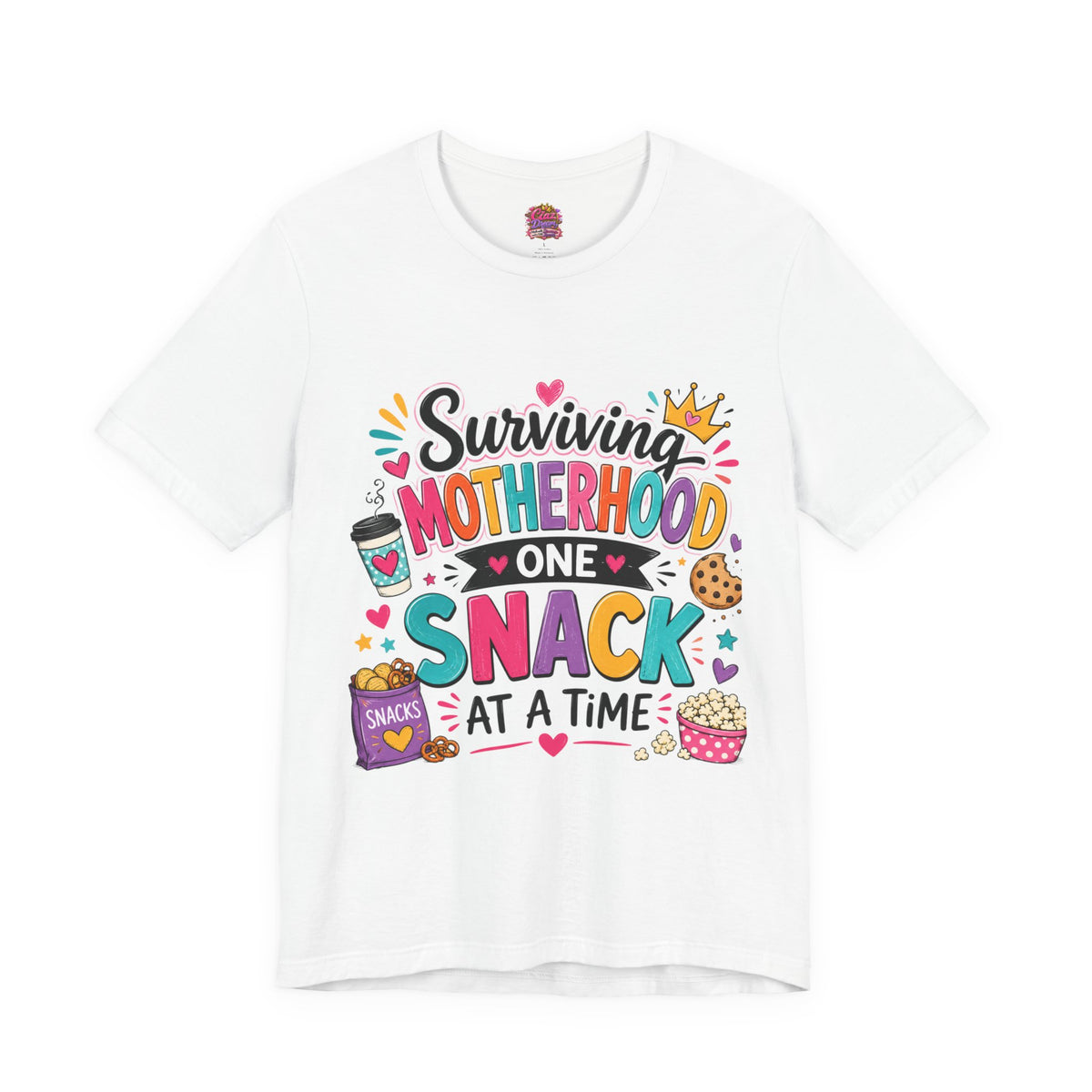 Motherhood Snack T‑Shirt — "Surviving Motherhood One Snack at a Time" Mom Tee