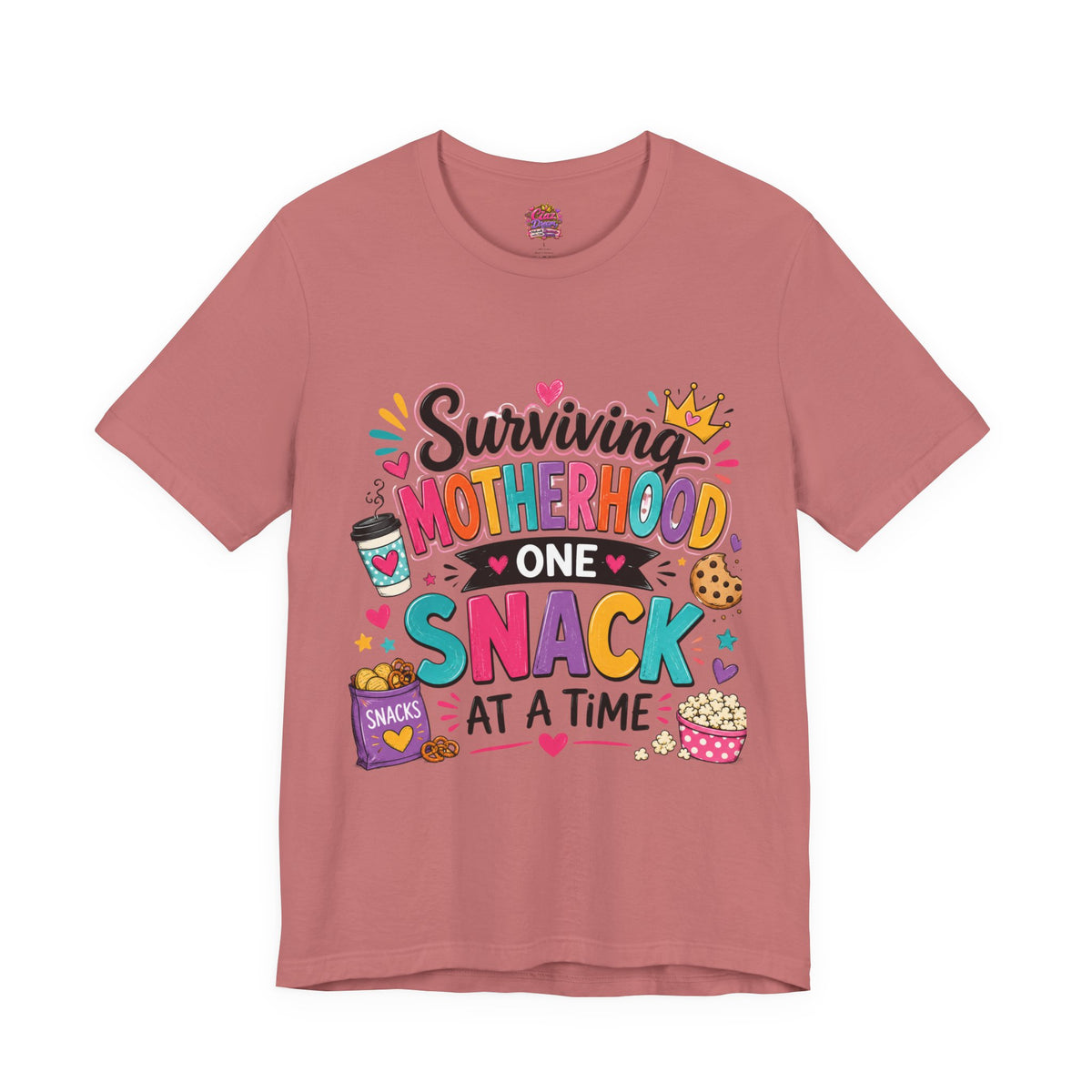 Motherhood Snack T‑Shirt — "Surviving Motherhood One Snack at a Time" Mom Tee