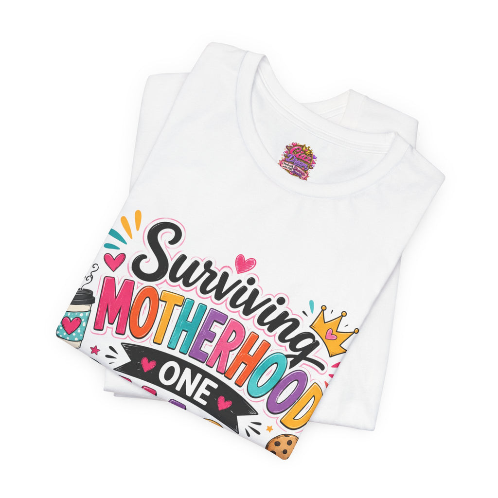 Motherhood Snack T‑Shirt — "Surviving Motherhood One Snack at a Time" Mom Tee