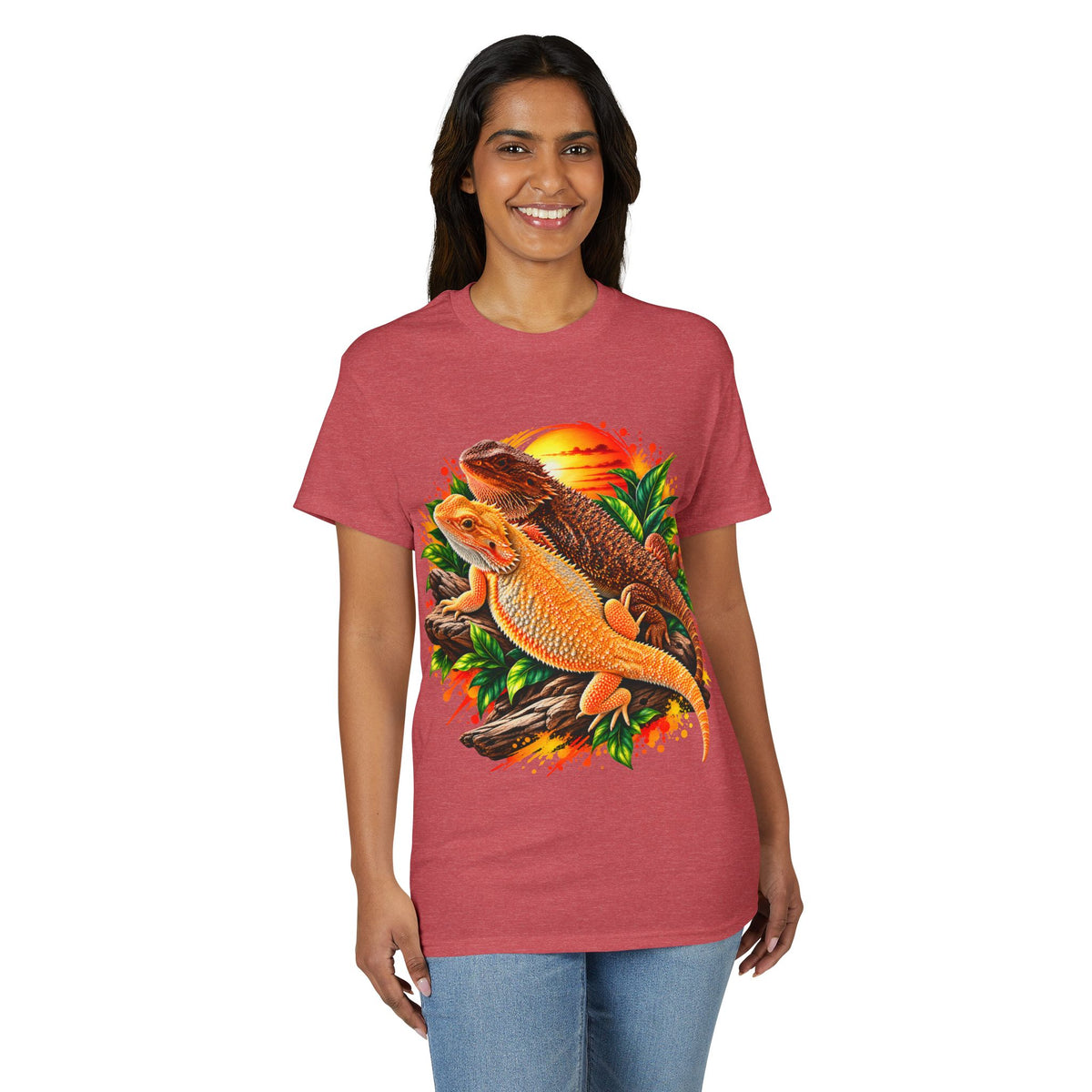 Bearded Dragon Sunset T-Shirt — Colorful Reptile Lover Tee