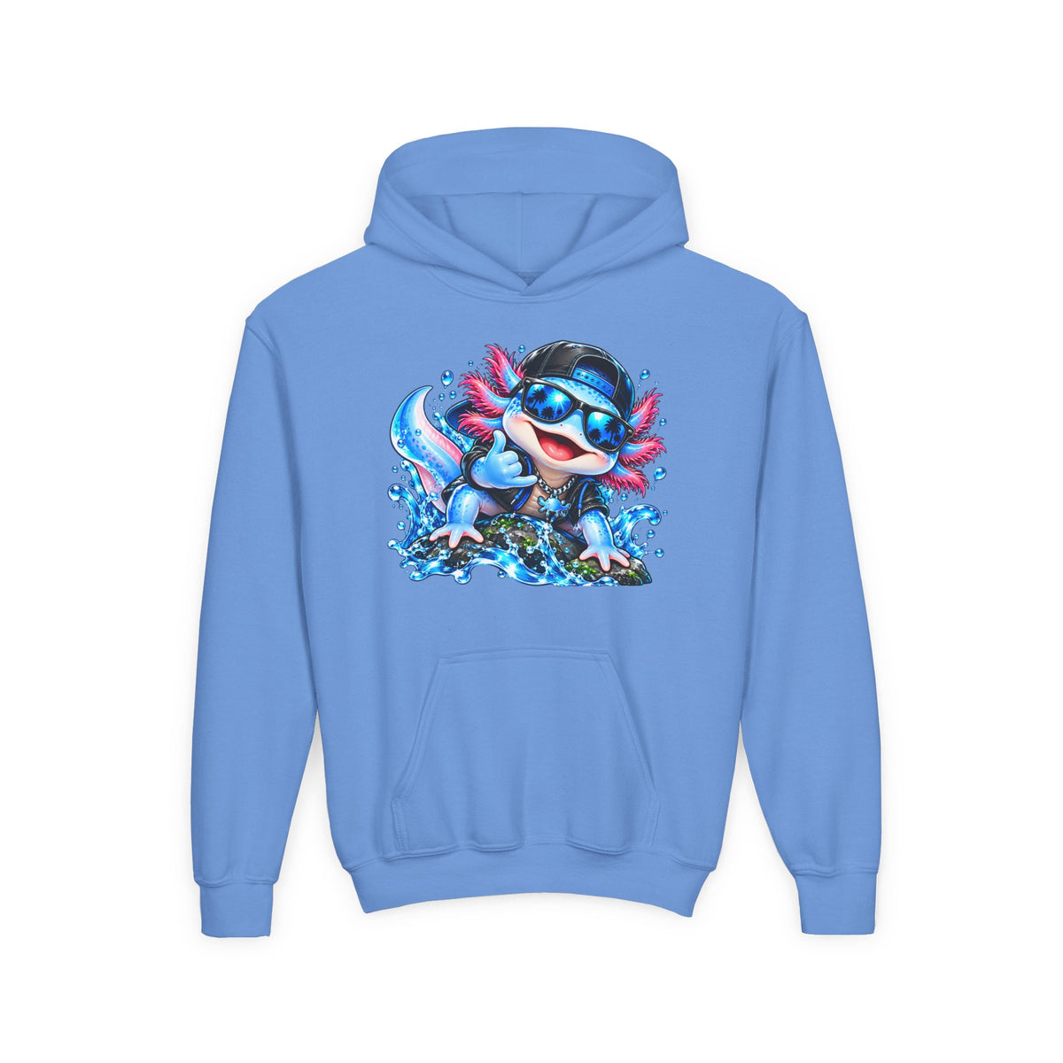 Axolotl Surf Hoodie — Cute Watercolor Axolotl Kids' Pullover