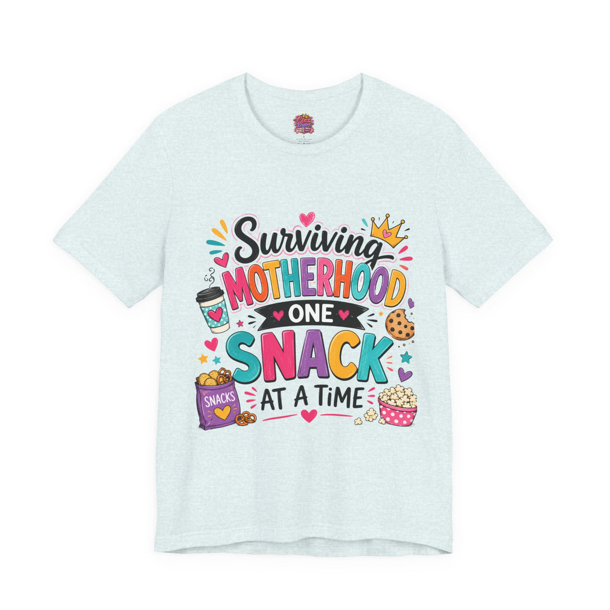 Motherhood Snack T‑Shirt — "Surviving Motherhood One Snack at a Time" Mom Tee