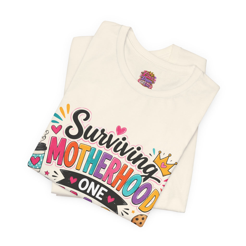 Motherhood Snack T‑Shirt — "Surviving Motherhood One Snack at a Time" Mom Tee