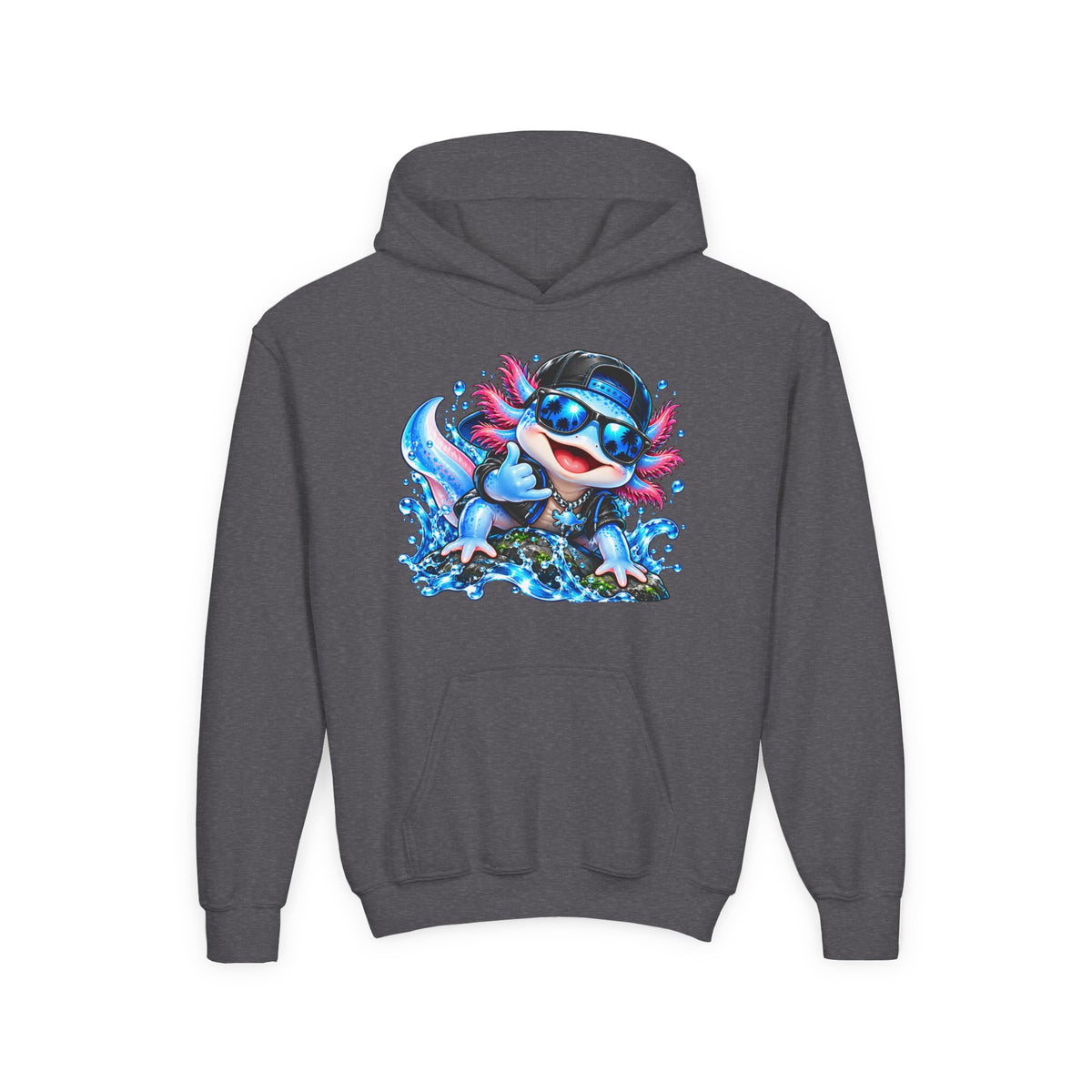 Axolotl Surf Hoodie — Cute Watercolor Axolotl Kids' Pullover
